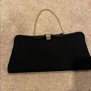 Elegant Black Clutch with Gold Chain